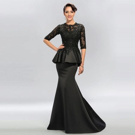 Đầm dạ hội màu đen Peplum