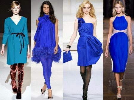 Модели от копринена синя рокля