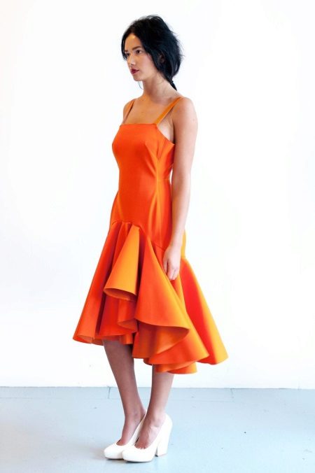 Неопренова оранжева рокля