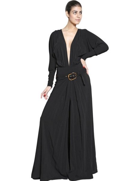 فستان فيسكوز أسود طويل
