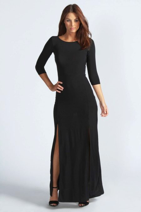 فستان طويل أسود كاجوال