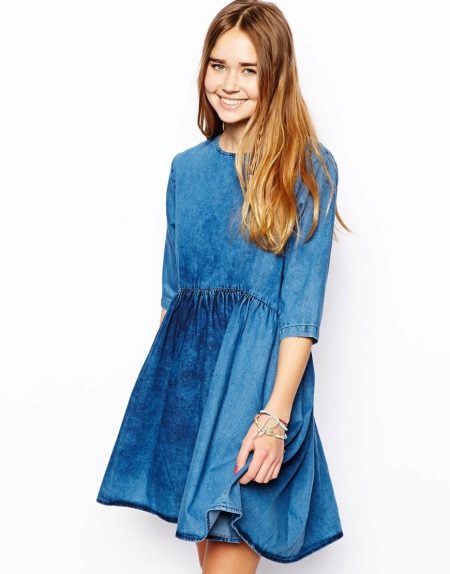 Slim blue casual dress
