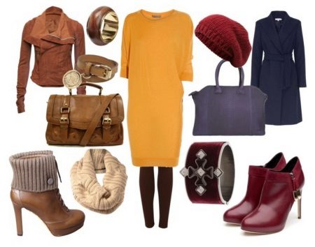 Una selezione di accessori per un abito in maglia gialla
