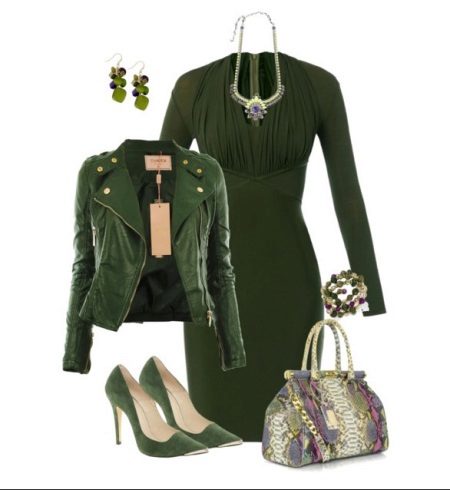 contrasterende jurk groene jurk