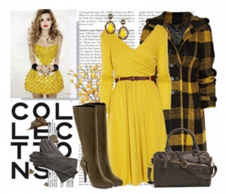 Brown yellow dress accessories