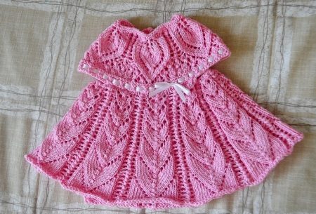 Knitted dress for girls 1 year old with knitting needles