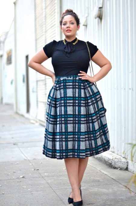 Plaid A-Line Skirt for Fat Women